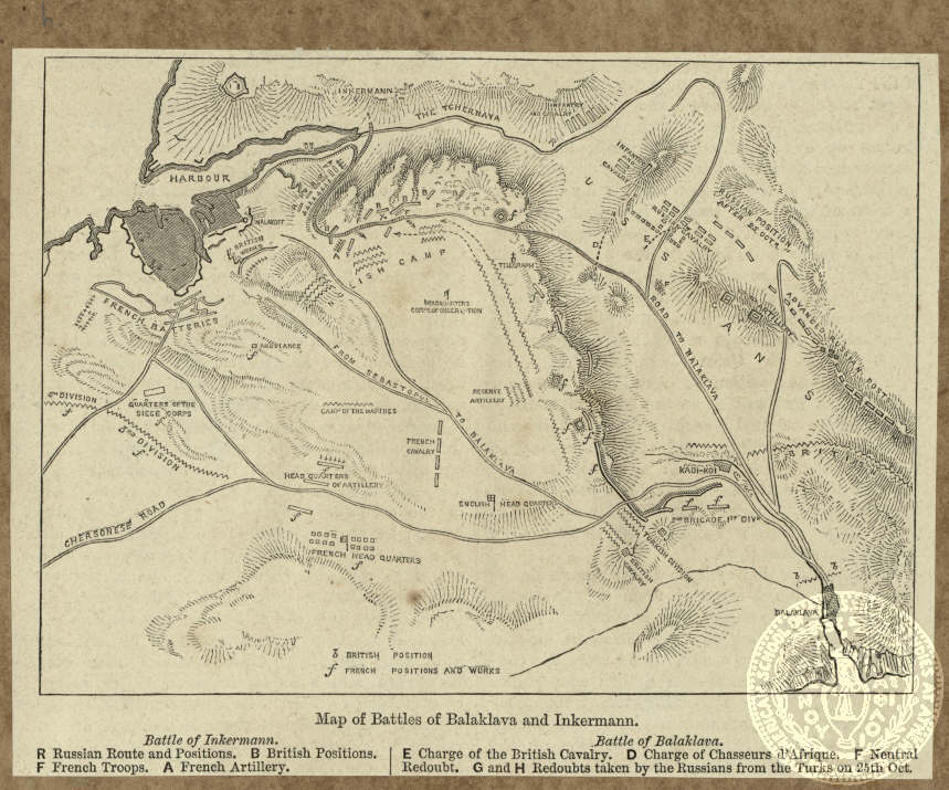 Map of the Battles of Balaklava and Inkerman.